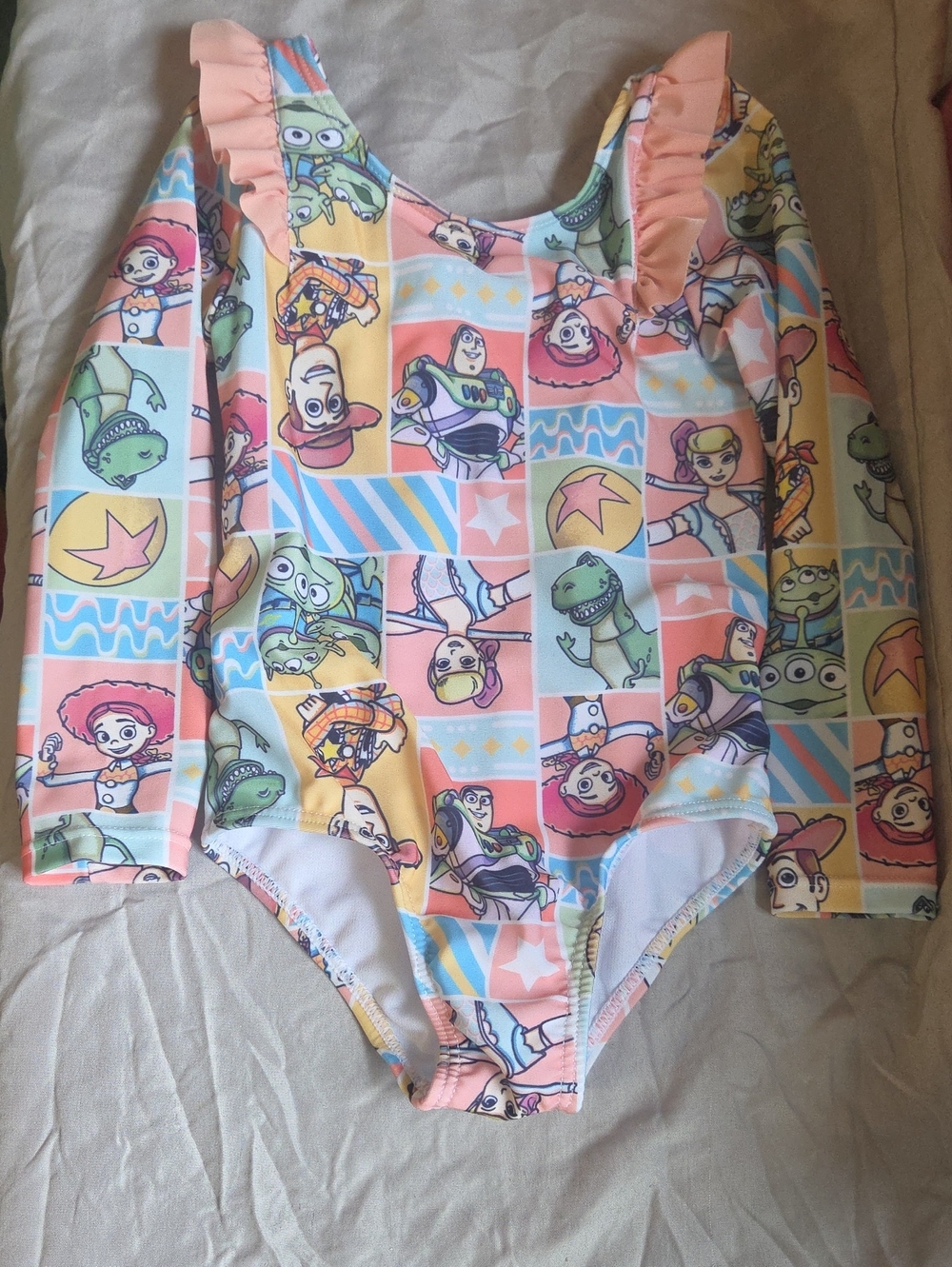 Disney Pastel Pink Blue Yellow Character Long-Sleeve One-Piece